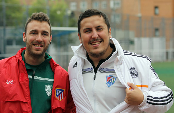 Víctor Arranz y Alvaro Balague calentando el derbi madrileño.